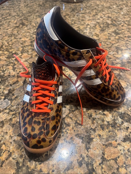 adidas Shoes - adidas Women’s Leopard Print Sneakers with White Stripes and Orange Laces